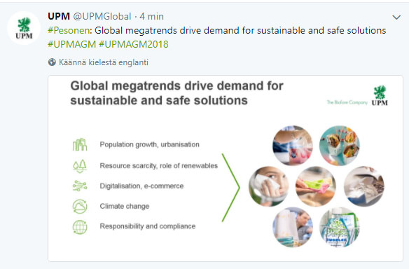 Jussi Pesonen UPM Global megatrends drive pulp demand